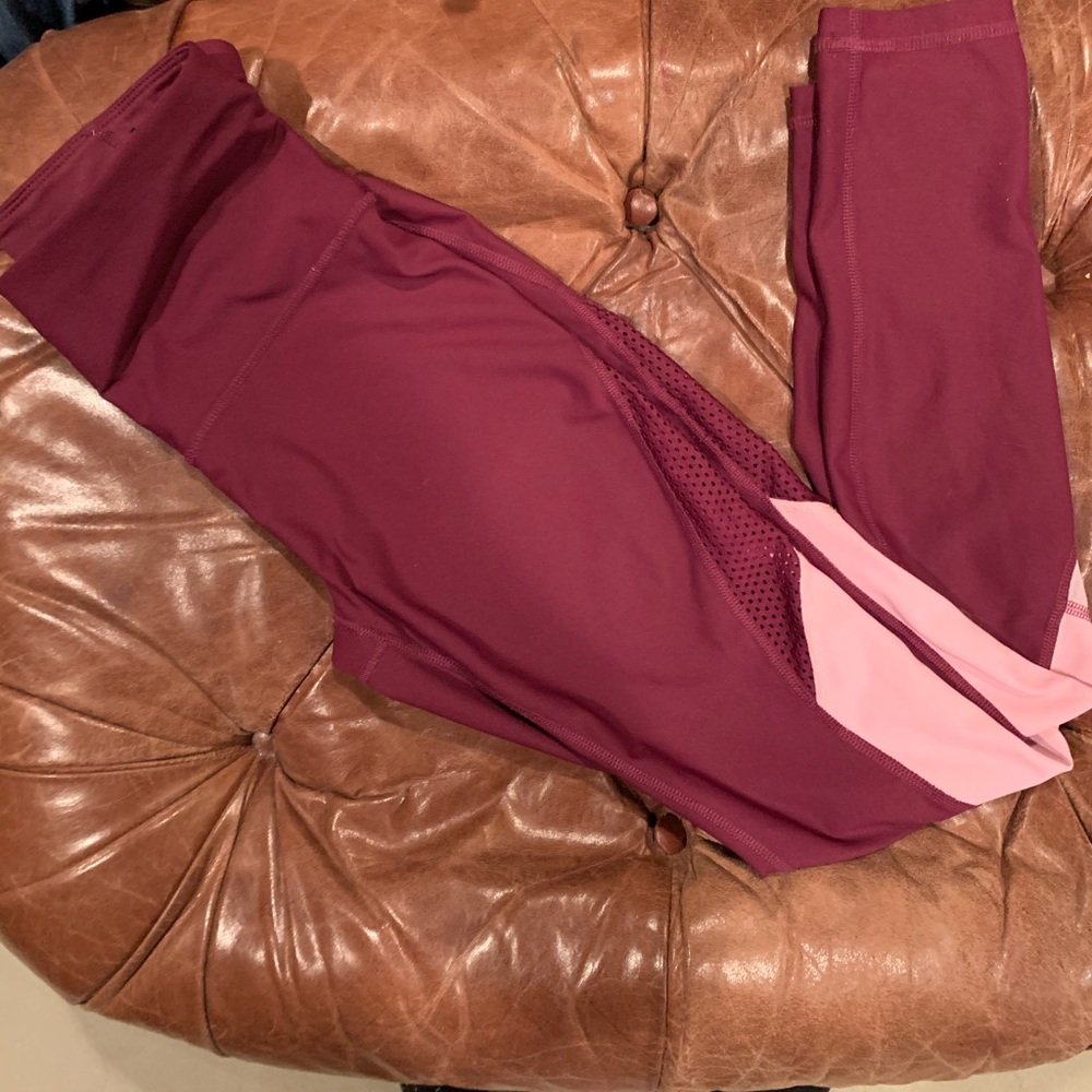 Leggints  with light pink and white mesh sides